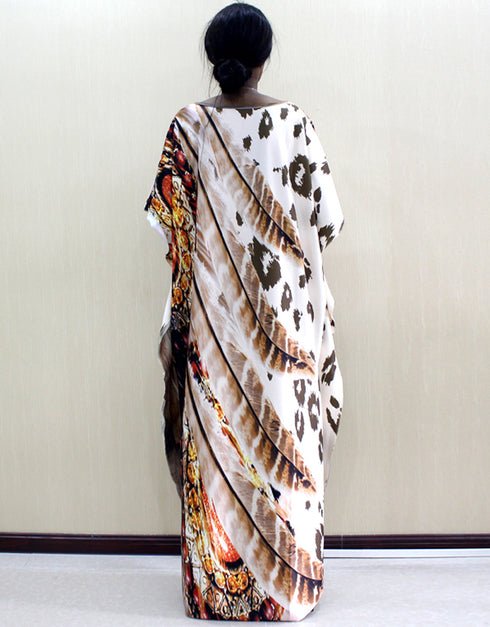 Women's O-Neck Leopard Print Batwing Sleeve African Dress